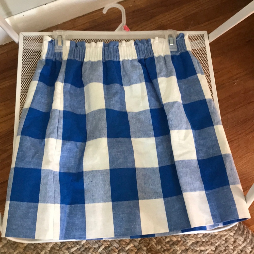J. Crew Blue and White Checkered Skirt